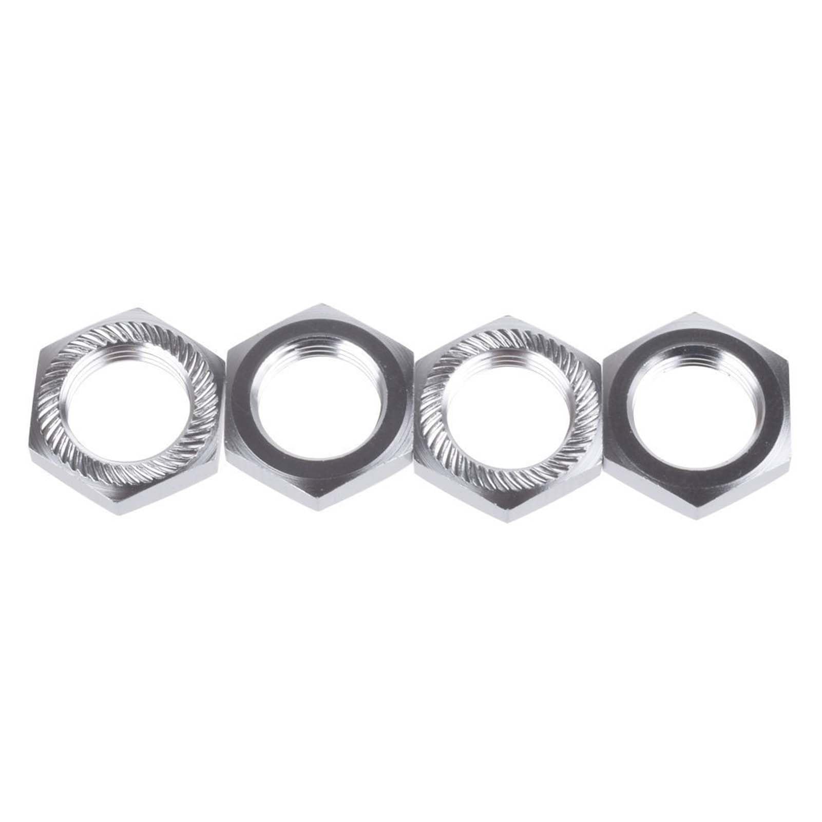 KEEDA Pack of 4 M17 17 mm Aluminium Alloy RC Wheel Hex Hub Nut Thread 1.0 mm for 1/8 RC Model Car HSP Redcat Himoto Parts (Silver)