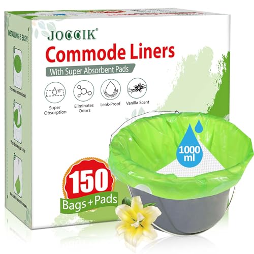 Bolsas de tocador con 150 unidades y almohadillas súper absorbentes para silla de inodoro