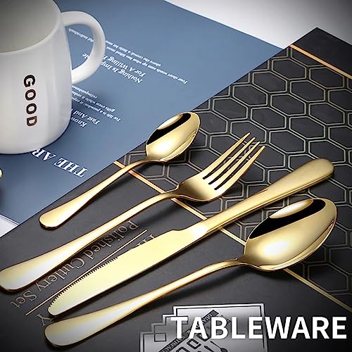 Image of Diwali Gift Hampers Stainless Steel Mirror Finish 24 Pieces Luxury Gold Cutlery Set for 6 Persons with Gifting Box Diwali Gift Items for Friends Family Relatives Diwali Gift Box Pack Set
