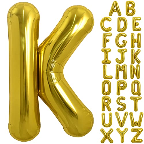 Image of TONIFUL 40 Inch Large Gold Letter K Balloons, Foil Mylar Big Balloons for Birthday Party Anniversary Supplies Decorations