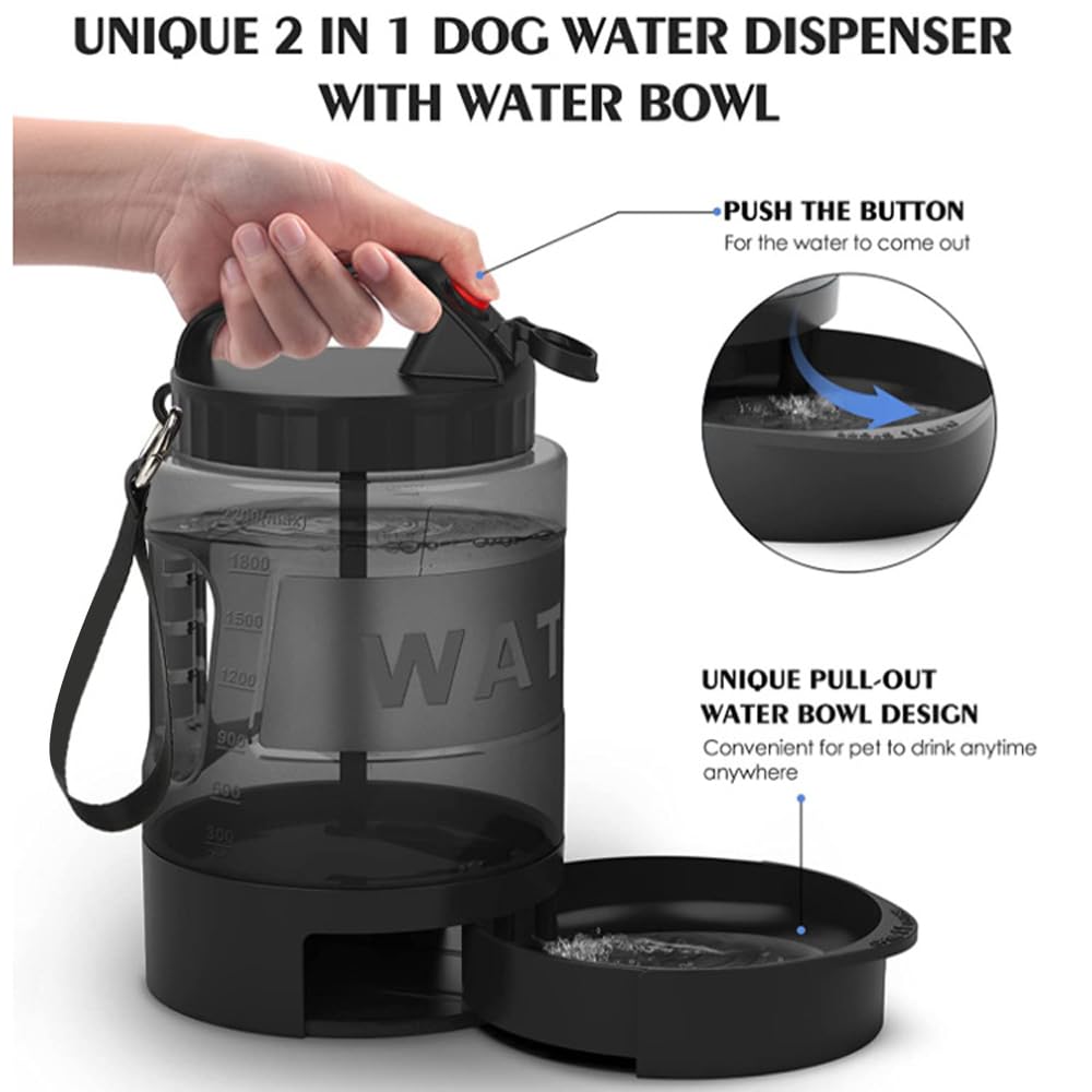 Borraccia per Cani da 77 Once, Distributore d'acqua Portatile per Cani, Bottiglia d'acqua da Viaggio con Design a Prova di Perdite e Ciotola Incorporata, Ideale per Viaggi, Escursionismo,