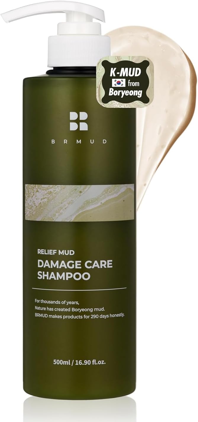 Relief Mud Clay Damaged Care Shampoo | ATEEZ Pick | Gentle Damaged Hair Repair Shampoo for Breakage & Thinning Hair w/ 16 Different Plant Oils | for Men & Women (16.9 fl oz)