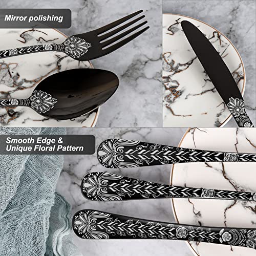 Travel Utensils Set With Case, Pekifaves Stainless Steel Camping Utensils Service For 1, 8Pcs Reusable Portable Utensils Set For Lunch Workplace Camping School Picnic (Black) #TOP2