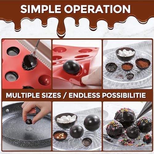 Image of 24 Holes Silicone Hot Chocolate Bomb Molds, 2 Packs Mini Semi Sphere Mold 1 inch Half Sphere Silicone Baking Molds for Making Chocolate, Cake, Jelly, Dome Mousse