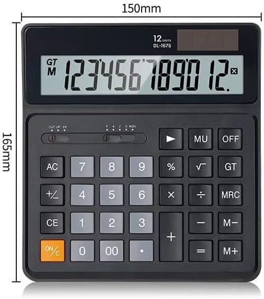 Calculatrice de bureau, calculatrice de bureau Bureau de comptabilité financière Calculatrice solaire Calculatrice portable à double alimentation à grand écran à 12 chiffres (Color : Wit, Size : L) (