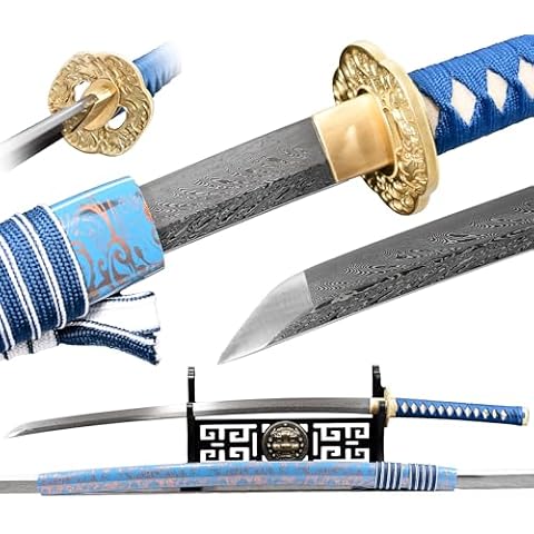 Eroton's Real Damascus Steel Samurai Sword – Handmade Damascus Katana with Folded Steel, Full Tang Feature – The Perfect Blend of Tradition and Craftsmanship Cover