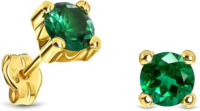 Miore 4 prongs stud earrings for women in 9kt 375 yellow/white gold with gem