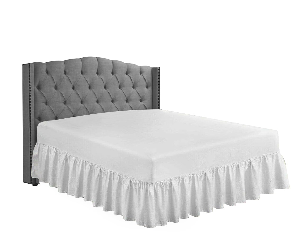 KOHSAR Non Iron Percale Valance King Size Fitted Sheet Easy Care Polycotton Fitted Valance Sheets, Poly Cotton Valance Sheet King Size.