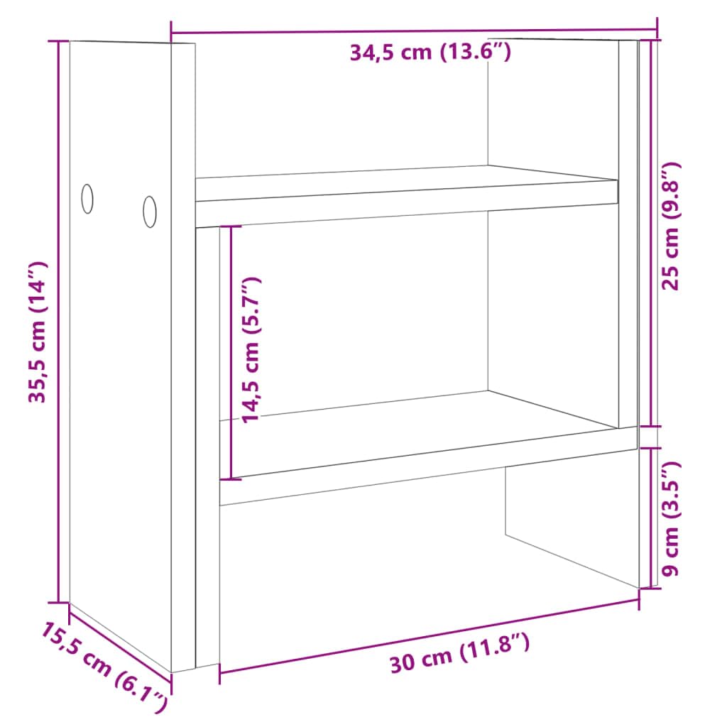 Schreibtisch-Organizer Weiß Holzwerkstoff 34,5x15,5x35,5 cm mit Fach und Stifthalter für Ablage, Ordner, Mappen, Büro und Homeoffice platzsparend und stapelbar zur Strukturierung von Papier