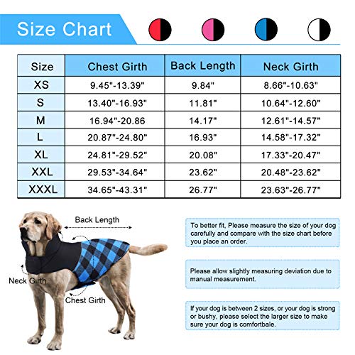 Asenku Dog Plaid Coat Dog Reversible Winter Jacket Waterproof Windproof Cold Weather Pet Vest Dog Clothes Apparel For Small Medium Large Dogs, Blue, Xxxl #TOP6