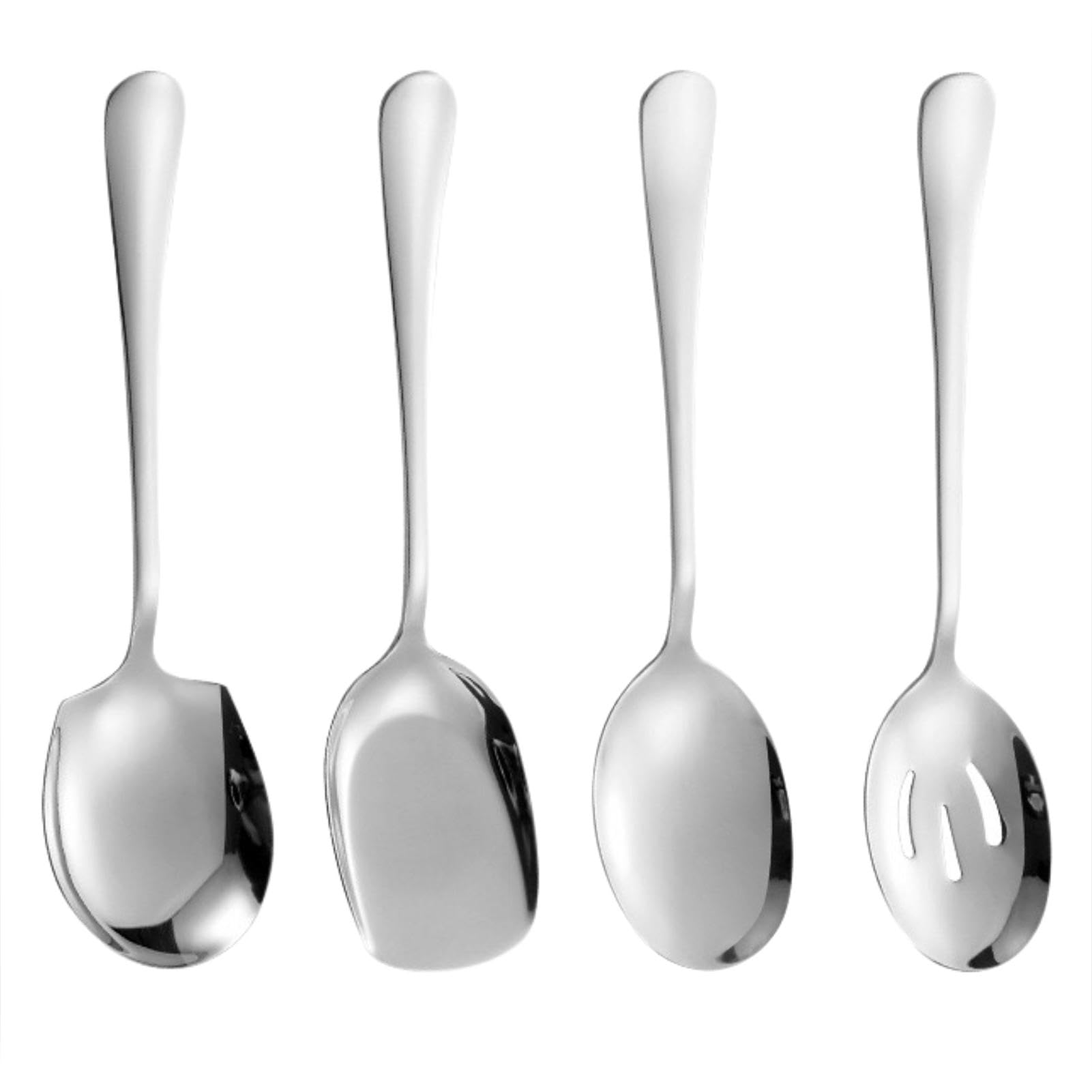 4Pcs Large Serving Spoons, Stainless Steel Long Handle Set