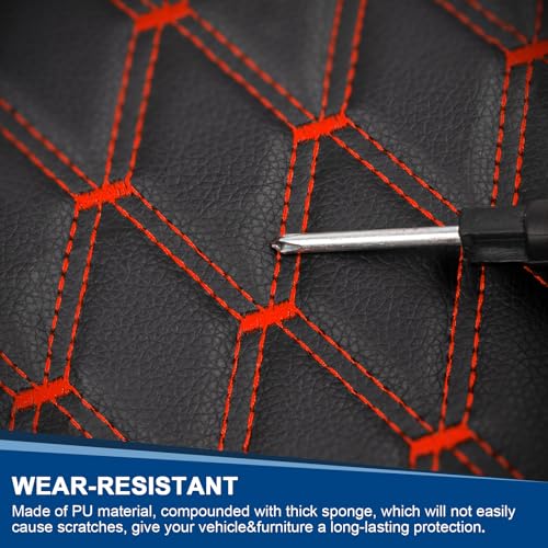 Image of 5 Yard Vinyl Quilted Foam Fabric,Thick Sponge Backing DIY Upholstery,63 inch Wide Faux Leather Material,Furniture Headboard Automotive Interior Fabric,Black Red