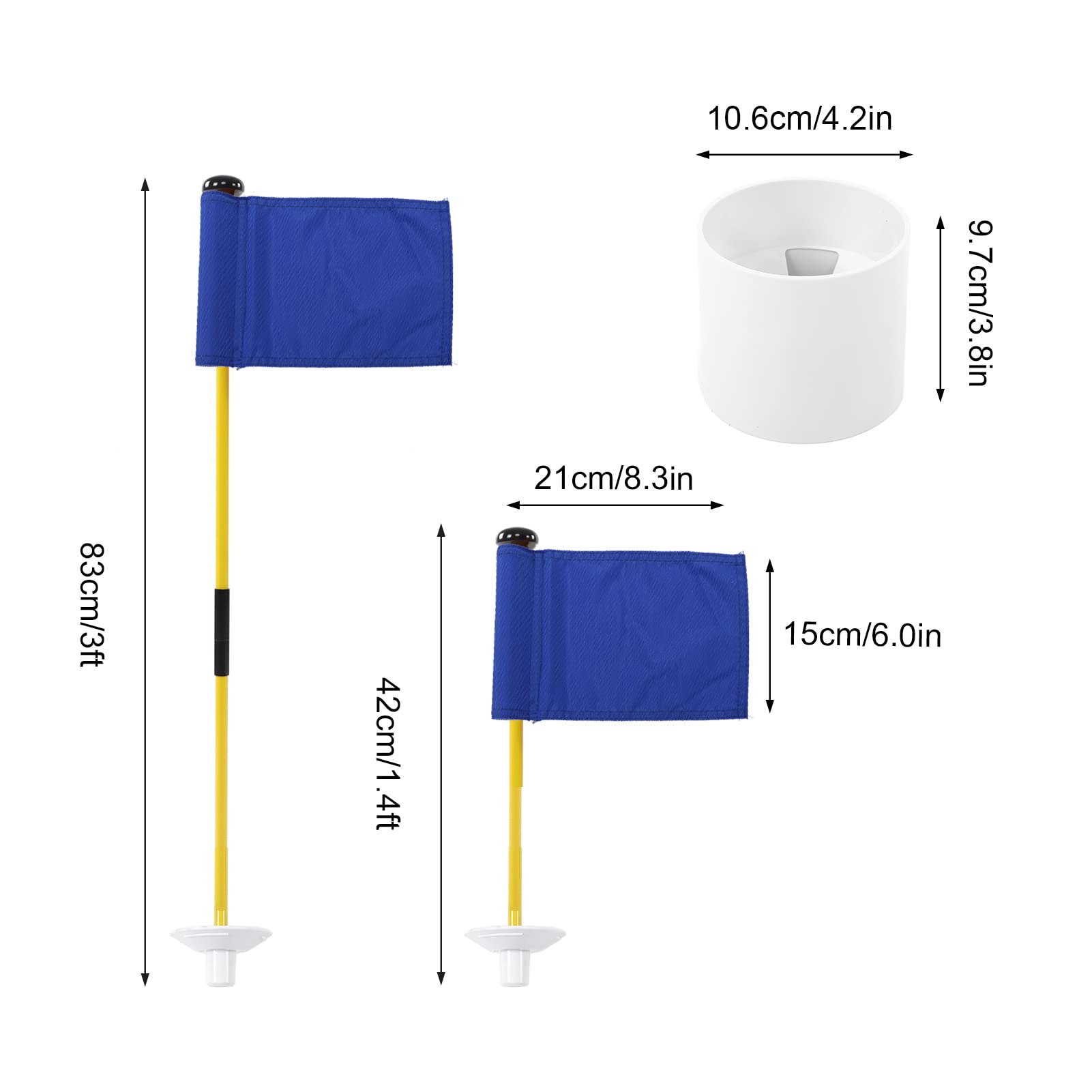 Practice Golfs Hole Pole Cup Flagpole Detachable 2 Sections Golfs Putting Green Flagpole, Golfs Needle Flaghole Cup Set (Blue)