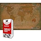MURAL DEL ATLAS DEL MUNDO: El mapa con estilo antiguo llena cada habitación con un estilo vintage y elegante. No es como otros mapas! Este mural asegura ser un punto de atención en todas sus habitaciones.