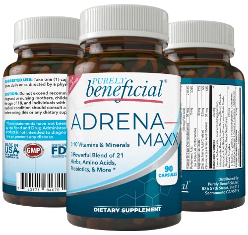 PURELY beneficial ADRENA-MAXX - Natural Supplement, 45Day Supply- Fatigue Relief, Stress Response, Enhanced Energy - Pure, Organic Ingredients. PURELY beneficial ADRENA-MAXX - Natural Supplement, 45Day Supply- Fatigue Relief, Stress Response, Enhanced Energy - Pure, Organic Ingredients.