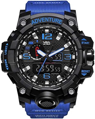 V2AAnalogue - Digital Men's Watch (Black Dial Blue Colored Strap)