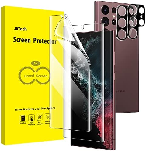 JETech TPU Screen Protector for Samsung Galaxy S22 Ultra, 2+2 Pack | with Camera Lens Protector, Flexible TPU Film, Fingerprint ID Compatible, HD Clear, Easy Installation