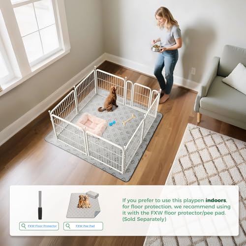 Image of FXW Rollick Unleashed Dog Playpen for Indoor, Yard, RV Camping, 24 inch 8 Panels for Small and Puppy Dogs, White│Patented