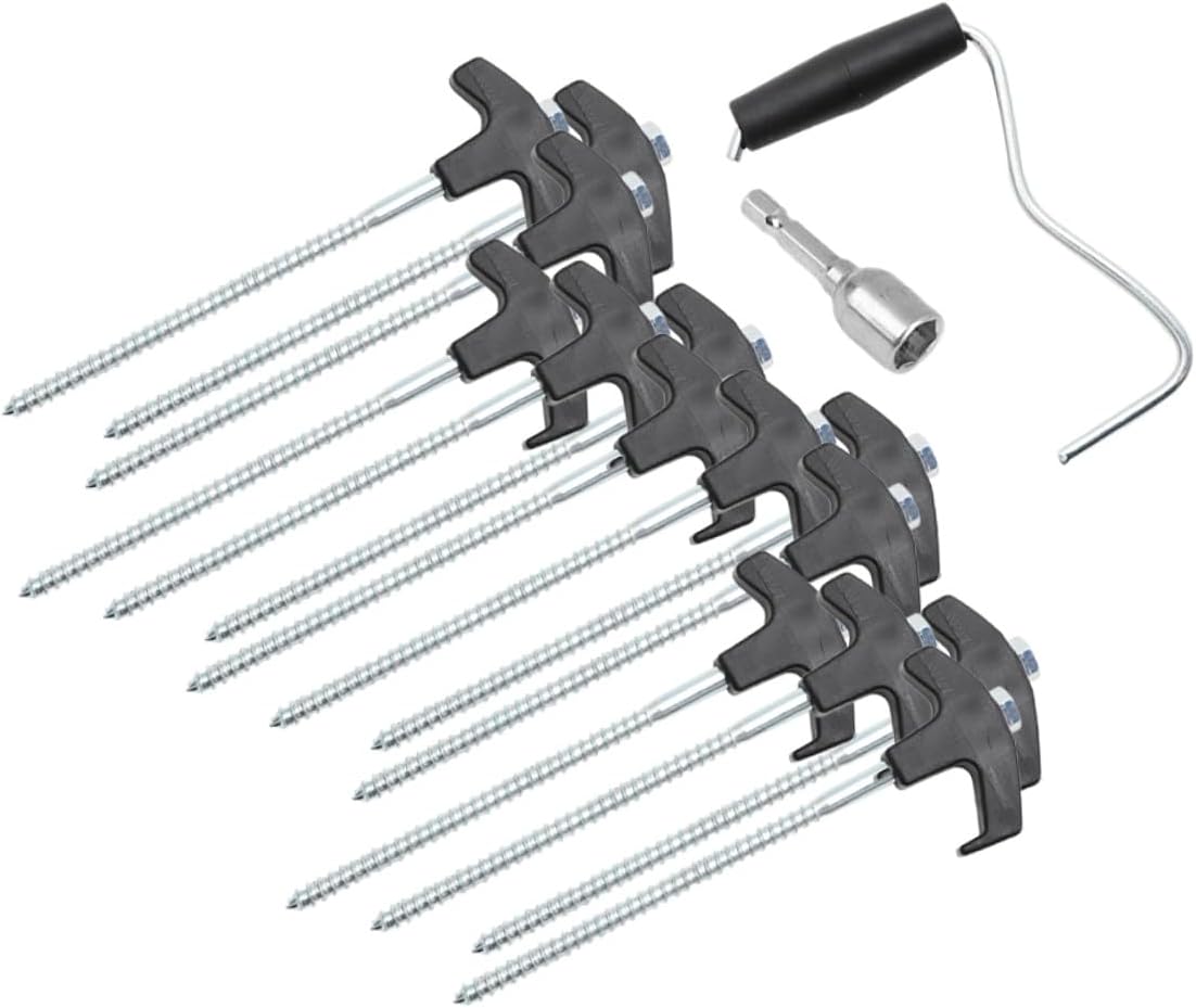 CHILDWEET Heavy Duty Tent Stakes Steel Ground Pegs Set 22 Pieces Portable Camping Stakes for Outdoor Tents and Tarps Windproof Lawn Anchors