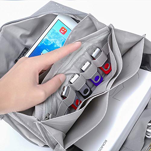 Bubm Electronics Organizer, With Multi-Layer Storage And Detachable Strap (Light Gray) #TOP2