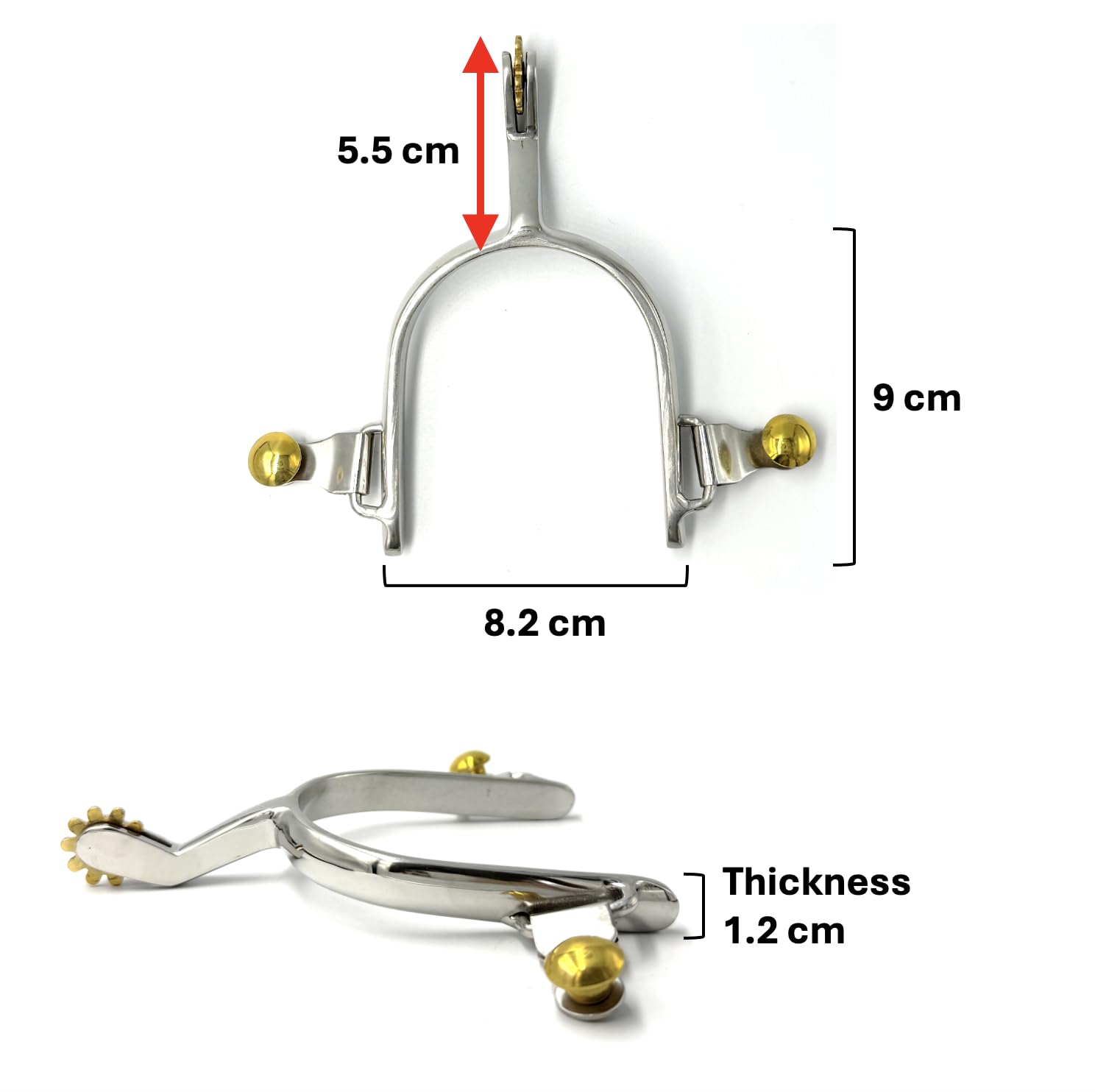 Equine Smile ES1002 Western Stainless Steel Spores with Sun Wheel Copper Rowel Cowboy Riding Spores Horse Pores Rustproof Horse Boat Roper Spurs - Image 4