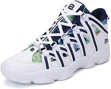 GenericCouple High top Sports Shoes Fashion White Graffiti Print Men Basketball Sneakers Chunky Fitness Sneakers for Men (BlueA11, 45)