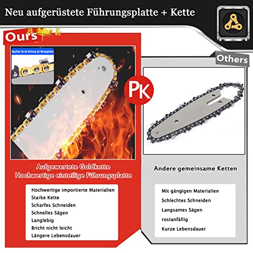 Mini Kettensäge mit Akku, 6 Zoll Akku Kettensäge Elektro Einhand Bürstenlosen Motorsäge mit 2 4.0Ah Akku und Schnellladegerät Handkettensäge Akku für Gartenscheren Astschere Holzschneiden, Rot – Bild 7