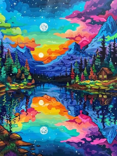 Broderie diamant lune kit complet de qualité supérieure 70x90cm