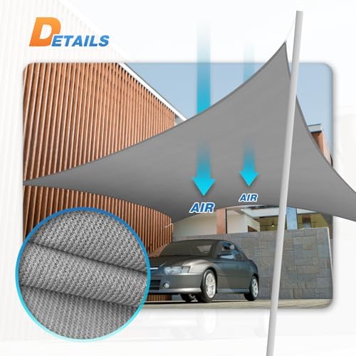 TANG 12' x 14' Sun Shade Sail Rectangle Outdoor Canopy UV Block Sunshades for Patio, Square Shade Cloth for Backyard Porch Deck Garden Pergola Cover, Gray — view 4