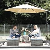 COBANA 10ft Offset Hanging Patio Umbrella, Outdoor Cantilever Aluminum Umbrella with 360° Rotation, Crank and Tilt System, Beige