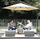 COBANA 10ft Offset Hanging Patio Umbrella, Outdoor Cantilever Aluminum Umbrella with 360°Rotation, Crank and Tilt System