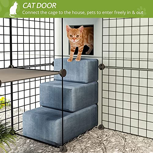 Eiiel Outdoor Cat House Enclosure Cat Cages Enclosure With Super Large Enter Door, Balcony Cat Playpen With Platforms,Diy Kennels Crate Large Exercise Place Ideal For 1-2 Cats #TOP2