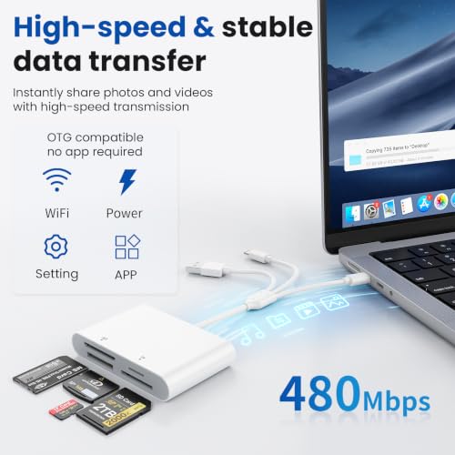Adaptador Memory Stick Pro Duo lector de tarjetas SD TF XD USB C compatible con iPhone 16 Mac 5