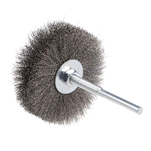 Image of uxcell Wire Wheel Brush with Shank Bench Stainless Steel Crimped 3.35-Inch Wheel Dia for Removing Rust Polishing Metals