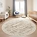Soalmost 6x6 Brown Round Rug 6ft Living Room Circle Rug Vintage Round Area Rug Non Slip Indoor Carpet for Dining Room Bedroom