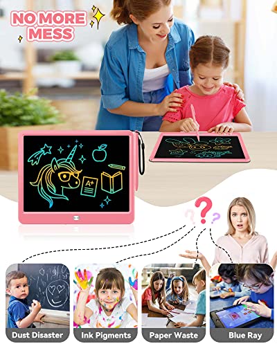 Kokodi 12 Inch Lcd Writing Tablet With Anti-Lost Stylus, Erasable Doodle Board Colorful Toddler Drawing Pad, Car Travel School Games Toys For 3 4 5 6 7 8 Kids, Birthday Gift For Girls Boys Adults Pink #TOP4