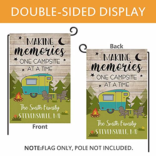 Personalized Camper Camping Garden Flag Making Memories One Campsite At A Time Rv Flag For Outdoor Yard House Banner Home Lawn Welcome Decoration 12.5" X 18" Double Sided #TOP2