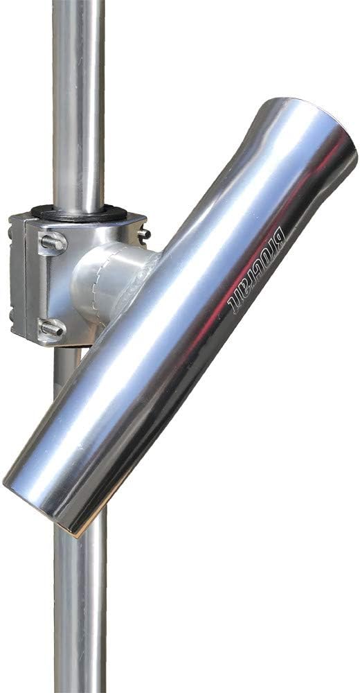 Brocraft Boat T-TOP Rod Holder/Clamp-On Rod Holder - Silver Aluminum - Horizontal Mount - Fits 1" to 2" O.D. Pipe