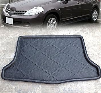 Niree Auto Accessories Durable Trimmable Custom Fit Boot Liner Cargo Mat Rear Trunk Tray Carpet Fit for 2007 2008 2009 2010 2011 2012 Nissan Versa/TIIDA Hatch Rear