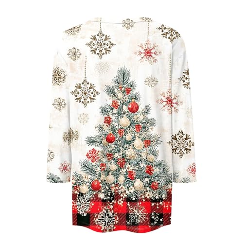 Image of Women Christmas Shirt 3 /4 Length Sleeve Henley Tops Xmas Outfits