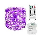 suddus Christmas Fairy Lights Outdoor Waterproof, 66ft 200 LED Twinkle Lights Battery Operated, Purp