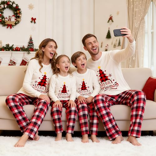 OAKFashion Christmas Pajamas for Family, Xmas Pajamas Family Christmas Pjs Matching Sets Holiday Nightwear Jammies(#bu-14, Kids, 2 Years)