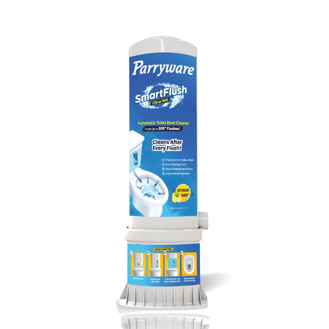 ParrywareSmartFlush In-Cistern Automatic Toilet Bowl Cleaner - Citrus 500 I Lasts upto 600* Flushes | 99.9% Disinfection | Cleans after every flushes | FCSF0103