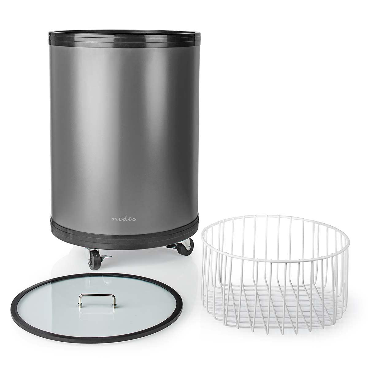 NEDIS KAPC030SS Partykühler | 30 L | Einstellbares Thermostat | Glasplatte | Drahtkorb | Lenkrollen