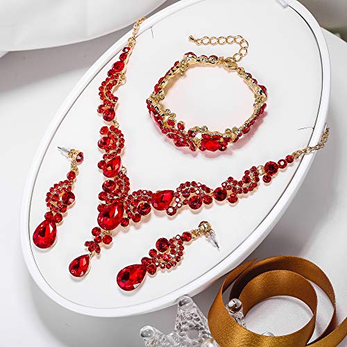 Juegos de joyas de cristal floral con collar y pulsera para regalar a novias y madrinas 4