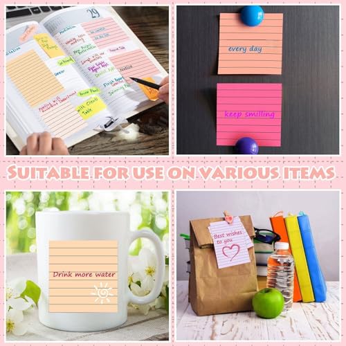 Image of Yexiya 64Pcs Lined Sticky Notes 4x6'' 3x3'' Self Stick Notepad Pastel Color