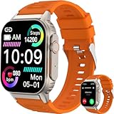 Smart Watch for Men Women(Dial/Answer Calls), Activity Trackers with Heart Rate/Sleep Monitor, 100 Sports Modes/IP68 Waterproof, 2.01' HD Touchscreen Fitness Watch Compatible with Android iOS Orange