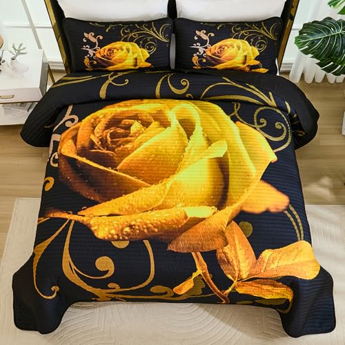 Save on Xruibed King Size Rose Floral Quilt Set - Lightweight & All Season - Image 7