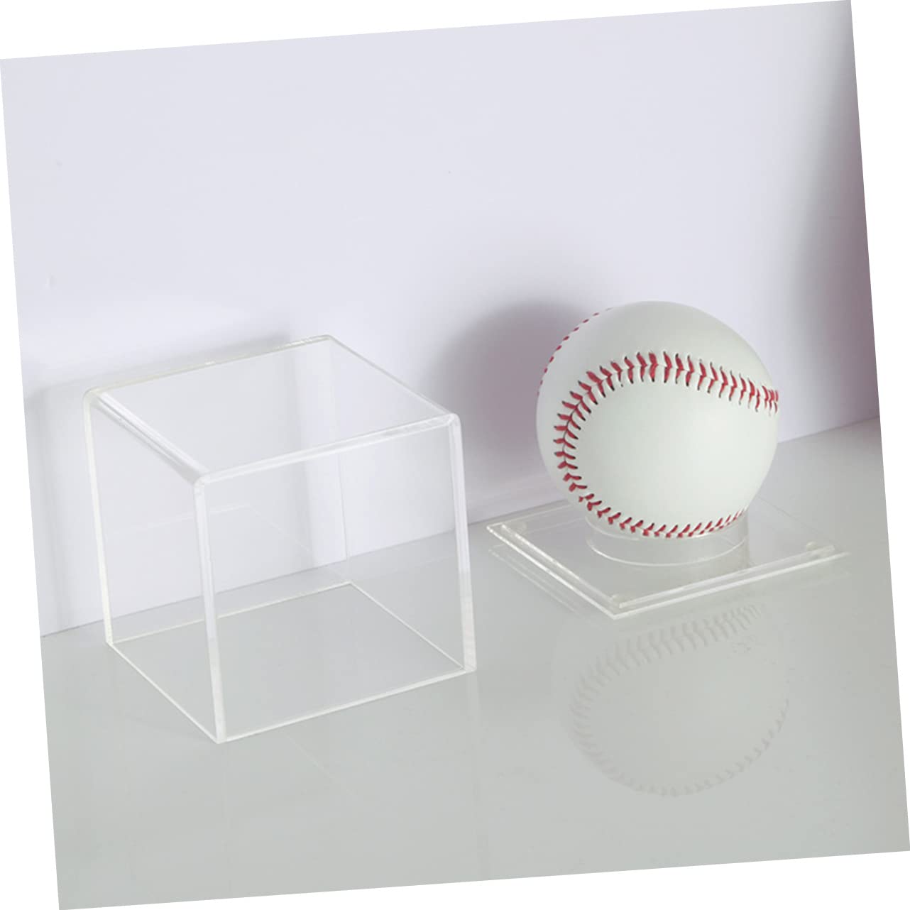 Boîte De Présentation Pour Balles De Baseball - Acrylique Transparent + Base Bois - 12,7x12x12 Cm - Protège Et Expose - 7