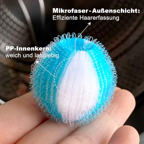 12 Stücke Tierhaarentferner Waschmaschine, Wiederverwendbar Fusselbälle Waschmaschine, Zur Entfernung von Tierhaaren (Blau-weiß, 12)